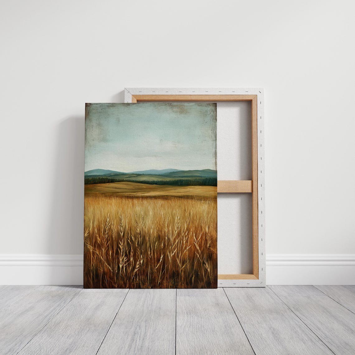 Golden Field Landscape With Rolling Hills Rustic Countryside Wall Art Print - Image 5