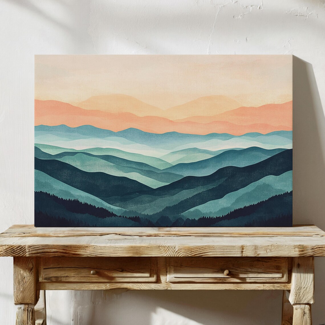 Minimalist Mountain Sunset Art Print, Abstract Landscape - Image 4