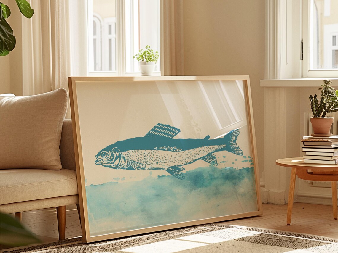 Single Fish Watercolor Coastal Wall Art Ocean Inspired Print For Beach House Kitchen Or Nautical Decor - Image 4