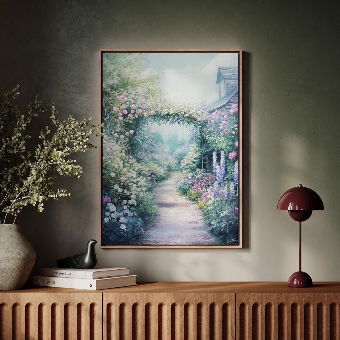 Enchanting Rose Garden Arch Path Vintage Floral Landscape Wall Poster - Image 5