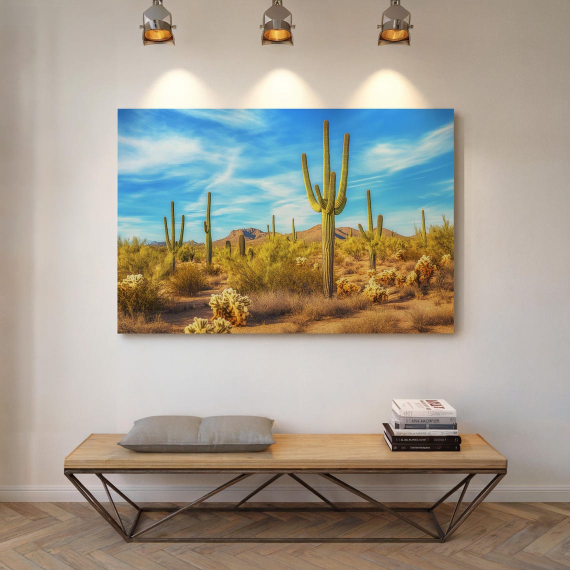 Saguaro Cacti Desert Golden Hour Vivid Blue Sky Southwest Scene Poster - Image 5