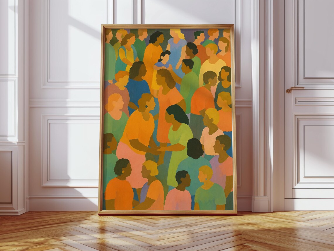 Community Gathering, Figurative Expressionist Painting - Image 3
