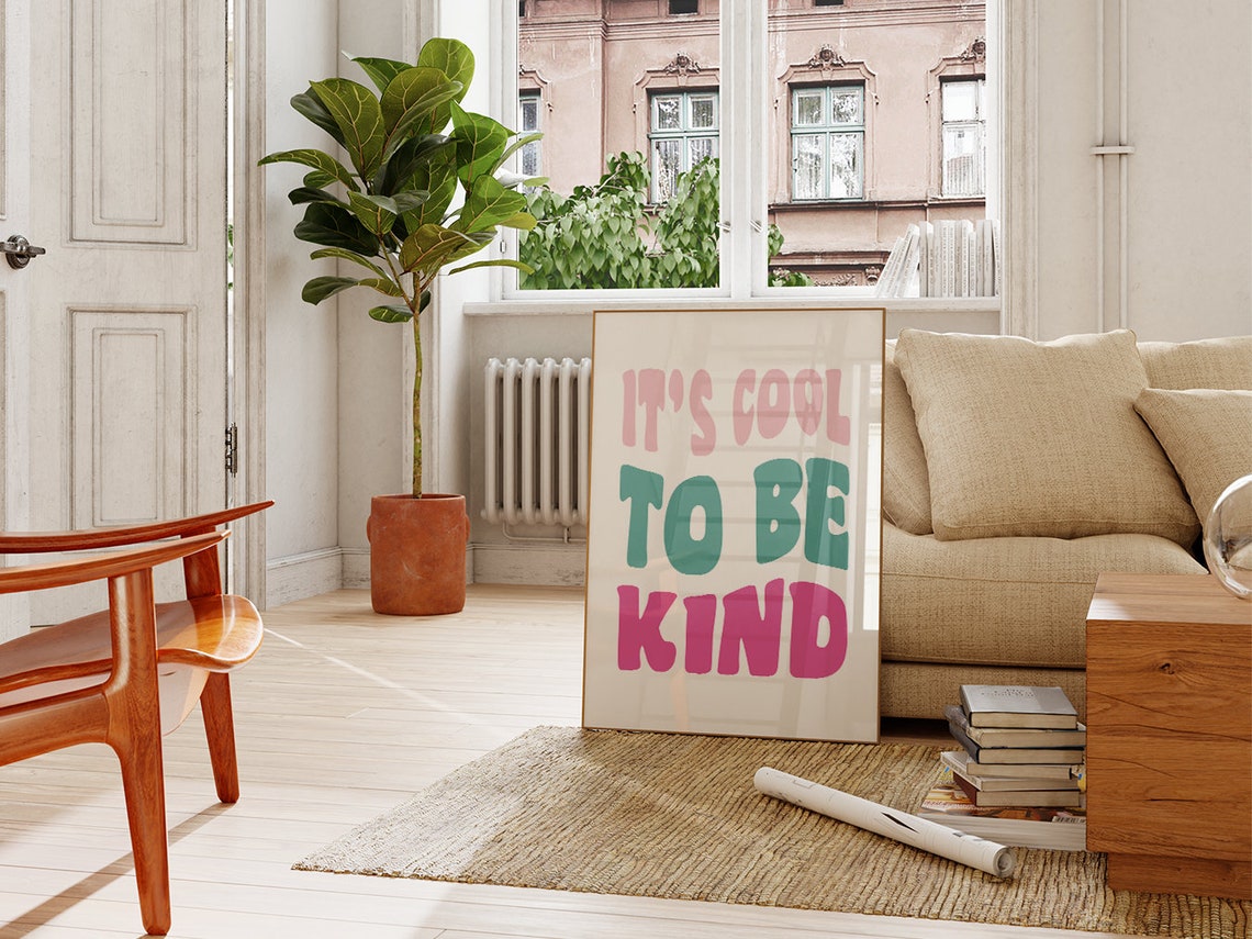 Its Cool To Be Kind Pastel Retro Lettering Inspirational Wall Art - Image 4