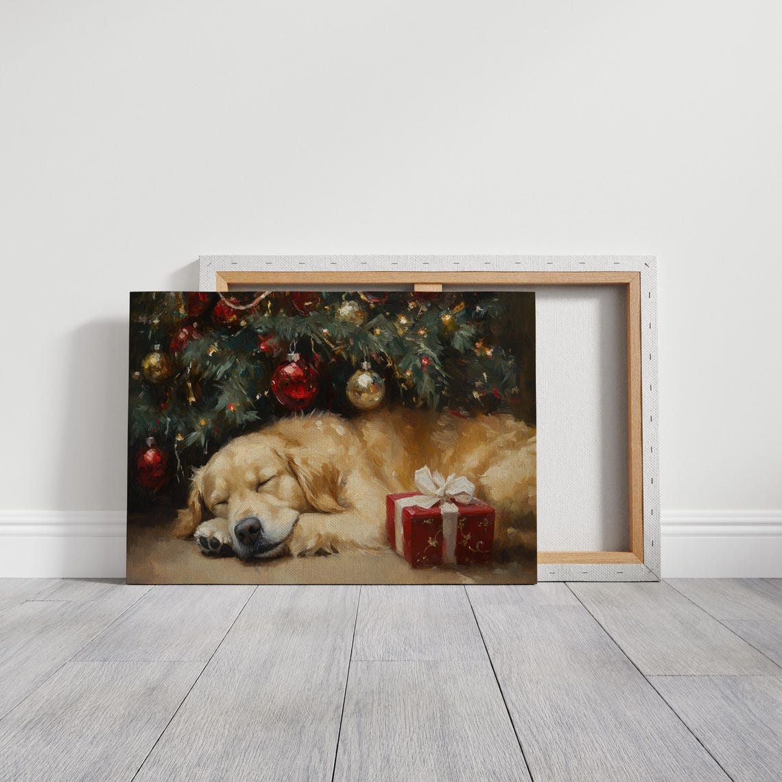 Golden Retriever Puppy Sleeping Under Christmas Tree Gift Poster - Image 5
