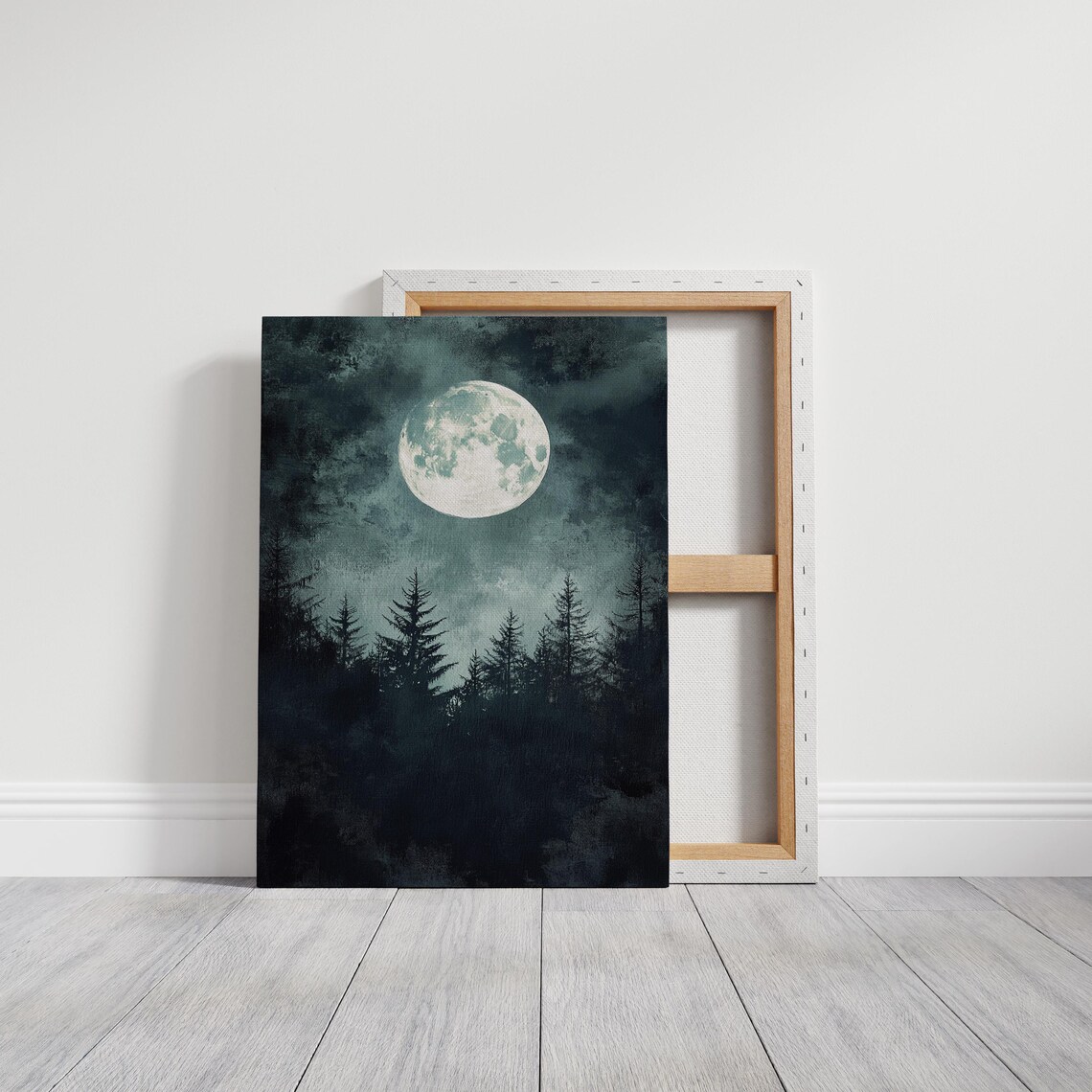 Mystical Full Moon Art Print Dark Forest Night Sky Wall Decor Celestial Moonlight Illustration Atmospheric Lunar Landscape - Image 4