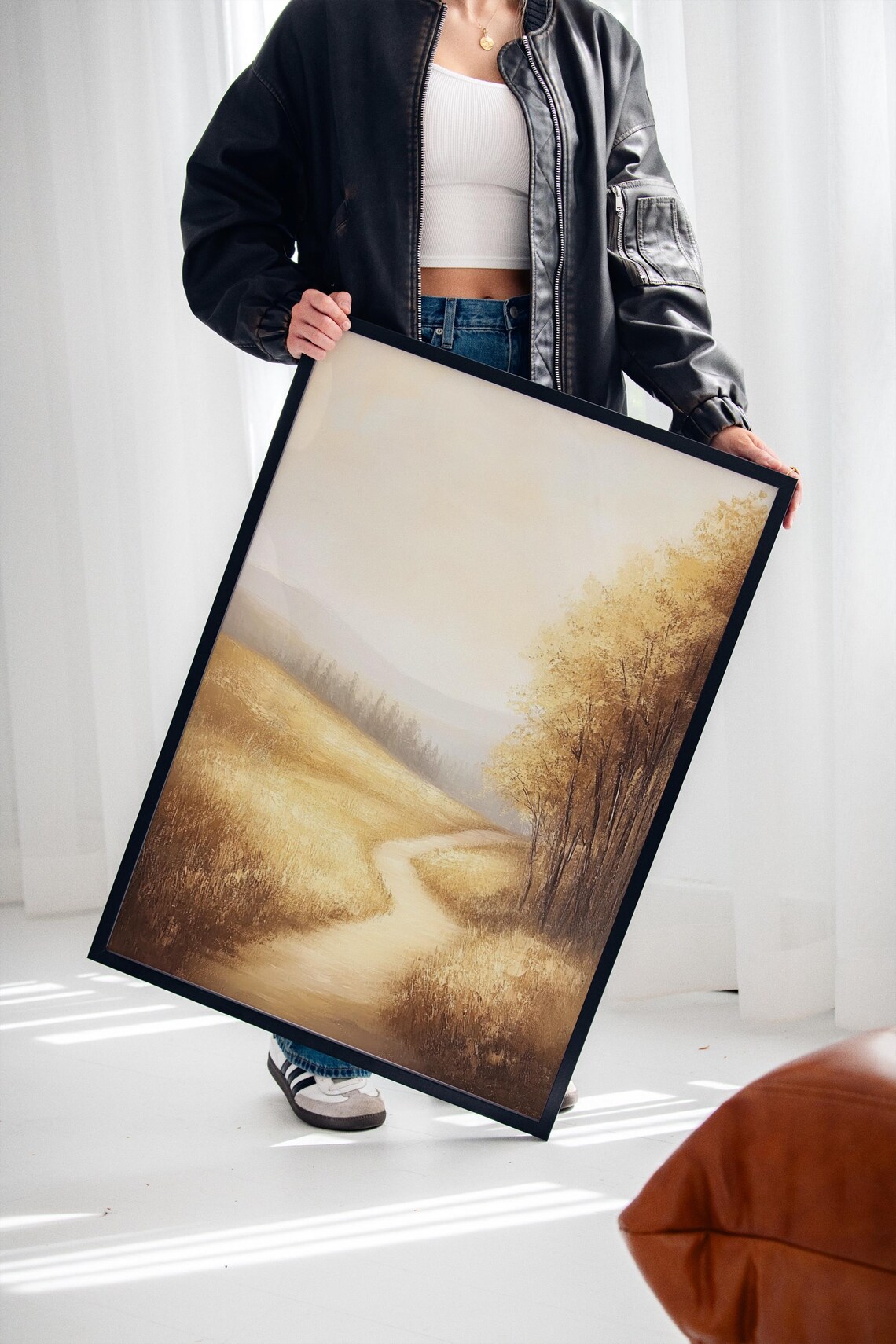 Golden Forest Trail Landscape, Rustic Nature Decor - Image 2