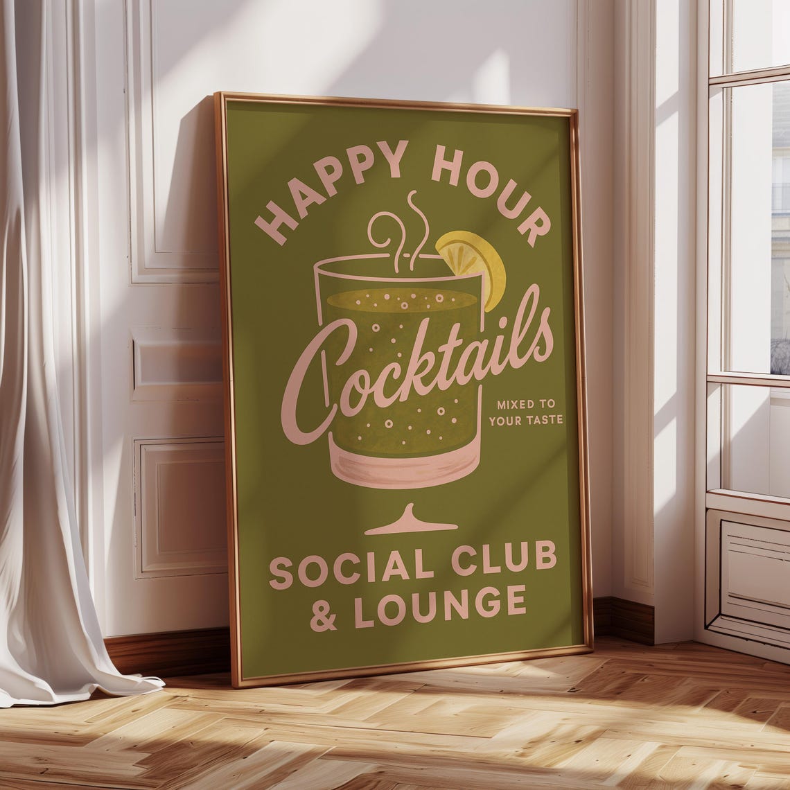 Happy Hour Cocktails, Retro Bar Art Print - Image 4