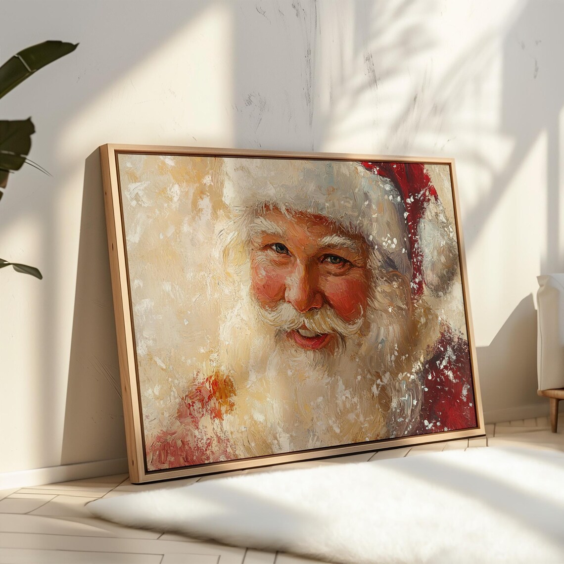 Vintage Santa Claus Portrait Jolly Snowy Beard Classic Christmas Print