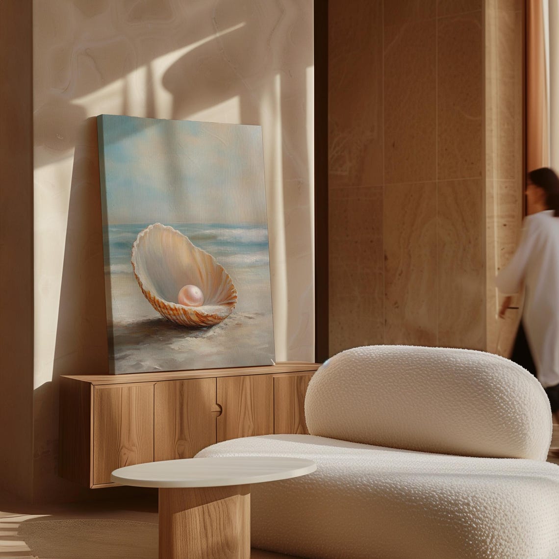 Scallop Shell Luminous Pearl Serene Beach Coastal Elegant Art Poster - Image 5