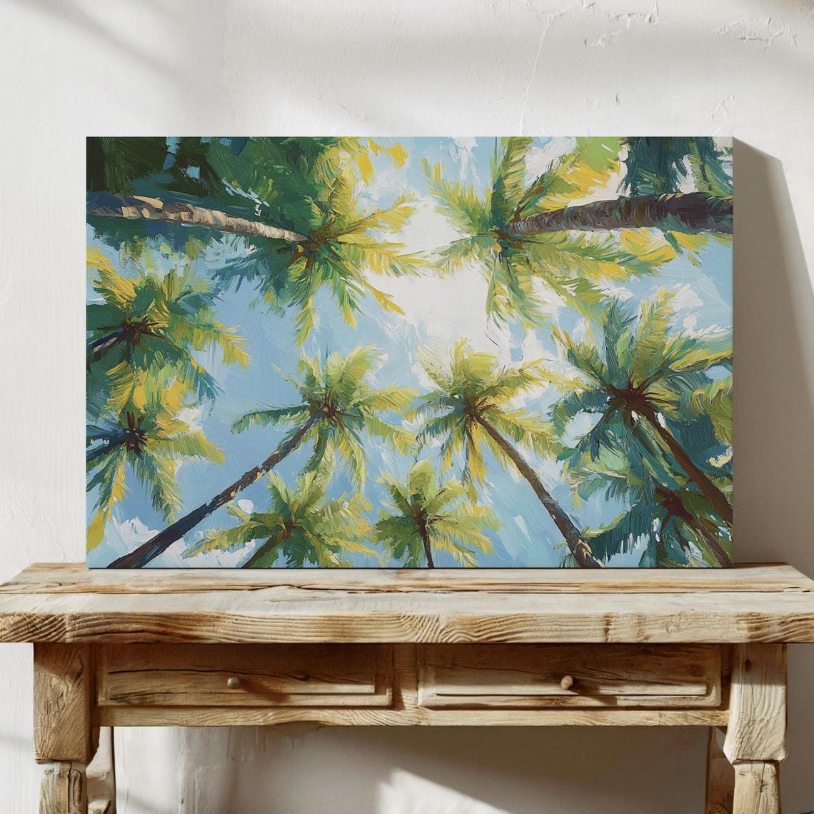 Vibrant Palm Tree Canopy Blue Sky Summer Island Paradise Poster - Image 3
