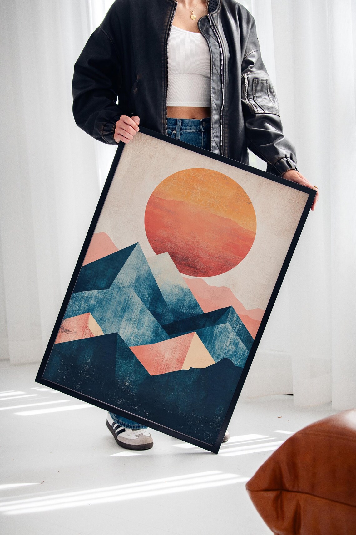 Abstract Sunset Mountain Poster, Modern Geometric Landscape - Image 4