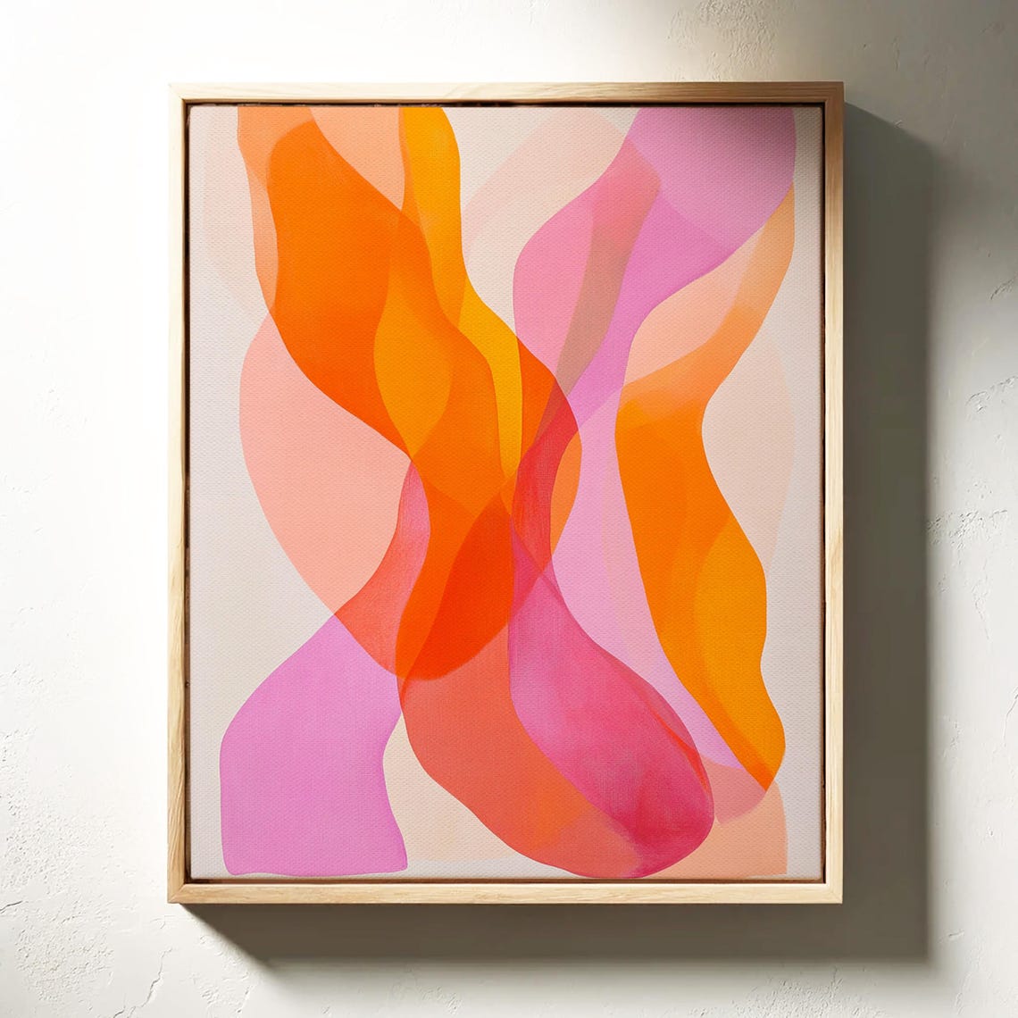 Flowing Pink Orange Waves Abstract Fluid Modern Colorful Art Poster - Image 2