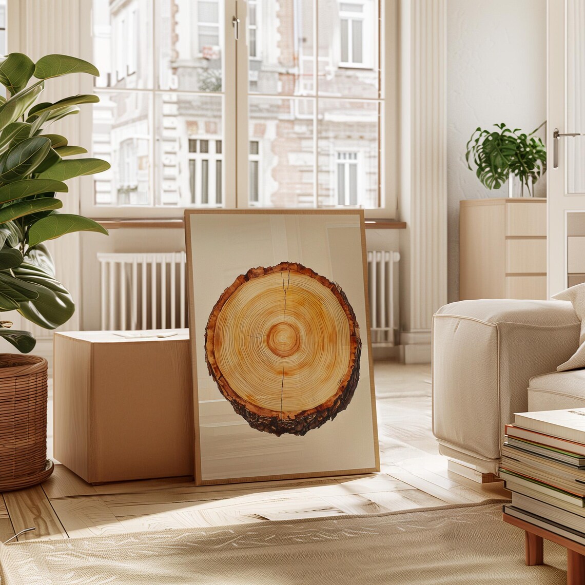 Tree Ring Watercolor, Rustic Botanical Illustration - Image 4
