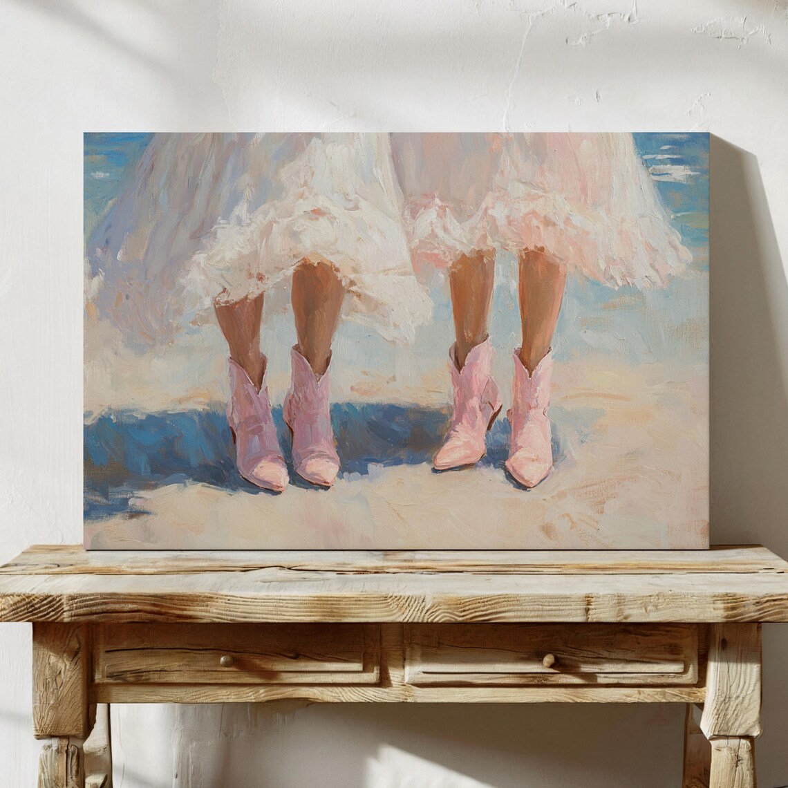 Pink Cowboy Boots Brides Wedding Dress Impressionist Western Poster - Image 4