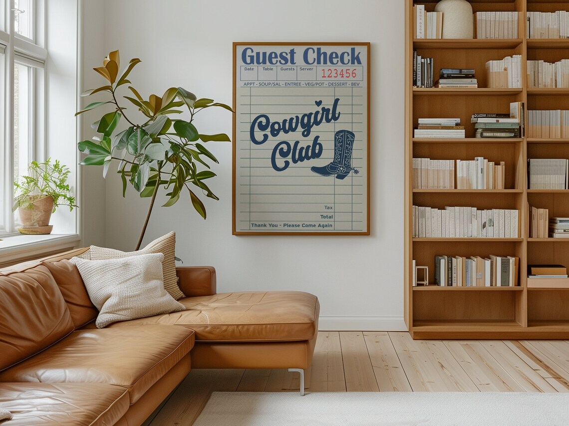Cowgirl Club Boot Spur Guest Check Retro Western Wall Poster - Image 2