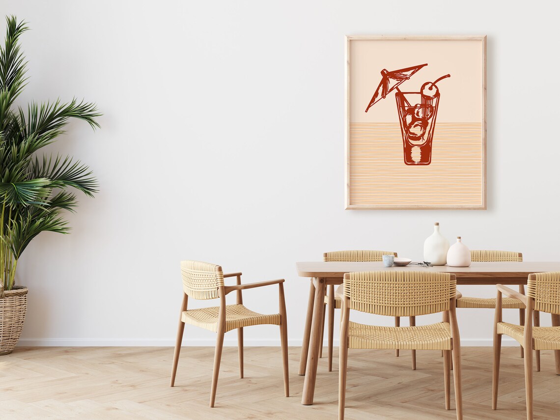 Boho Cocktail Art, Boho Minimalist Modern Decor - Image 2