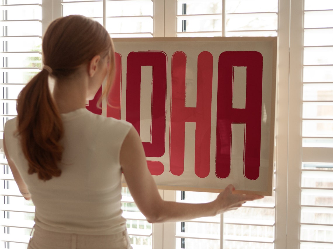 Aloha Retro Bold Red Typography Hawaiian Beach House Decor Poster - Image 4