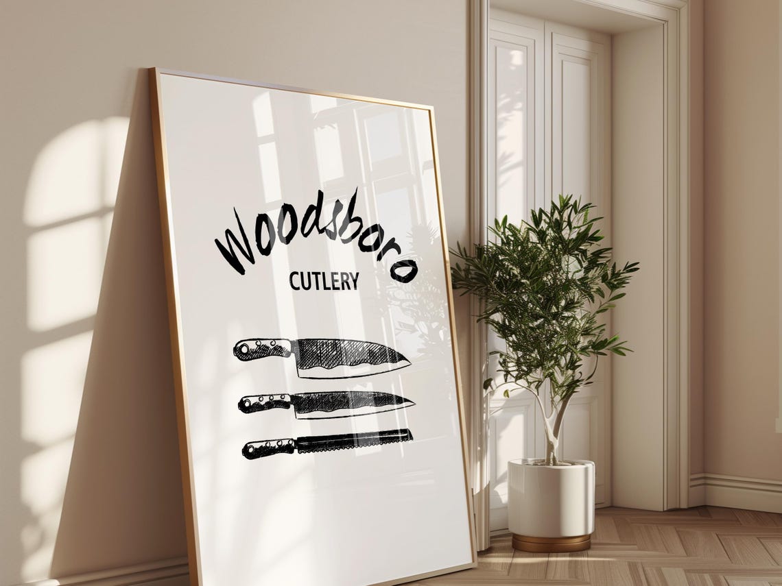 Vintage Woodsboro Cutlery Knife Collection Rustic Kitchen Decor Poster - Image 2