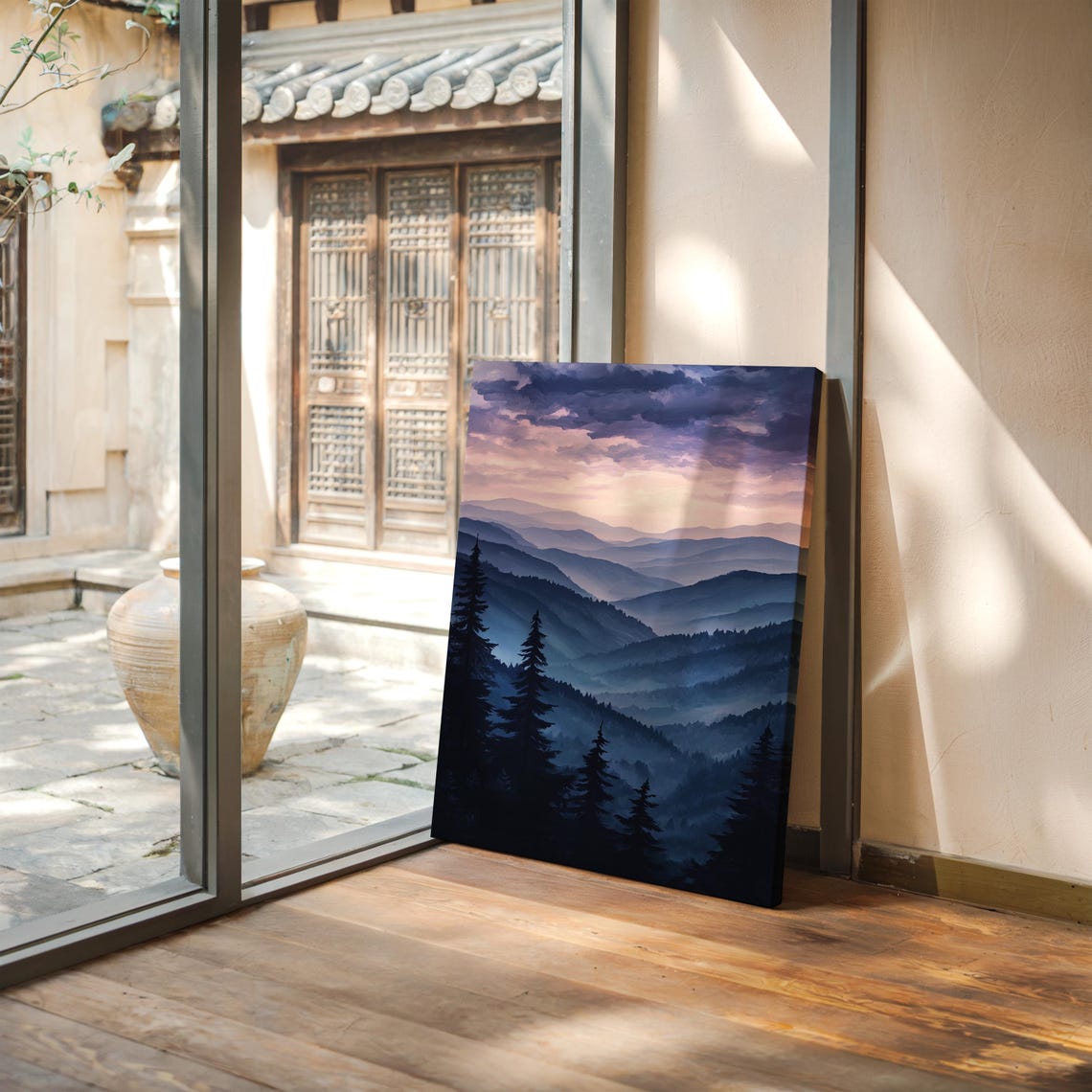Misty Blue Mountain Print Serene Layered Landscape Tranquil Nature Wall Art Moody Twilight Sky Peaceful Forest Scene - Image 5