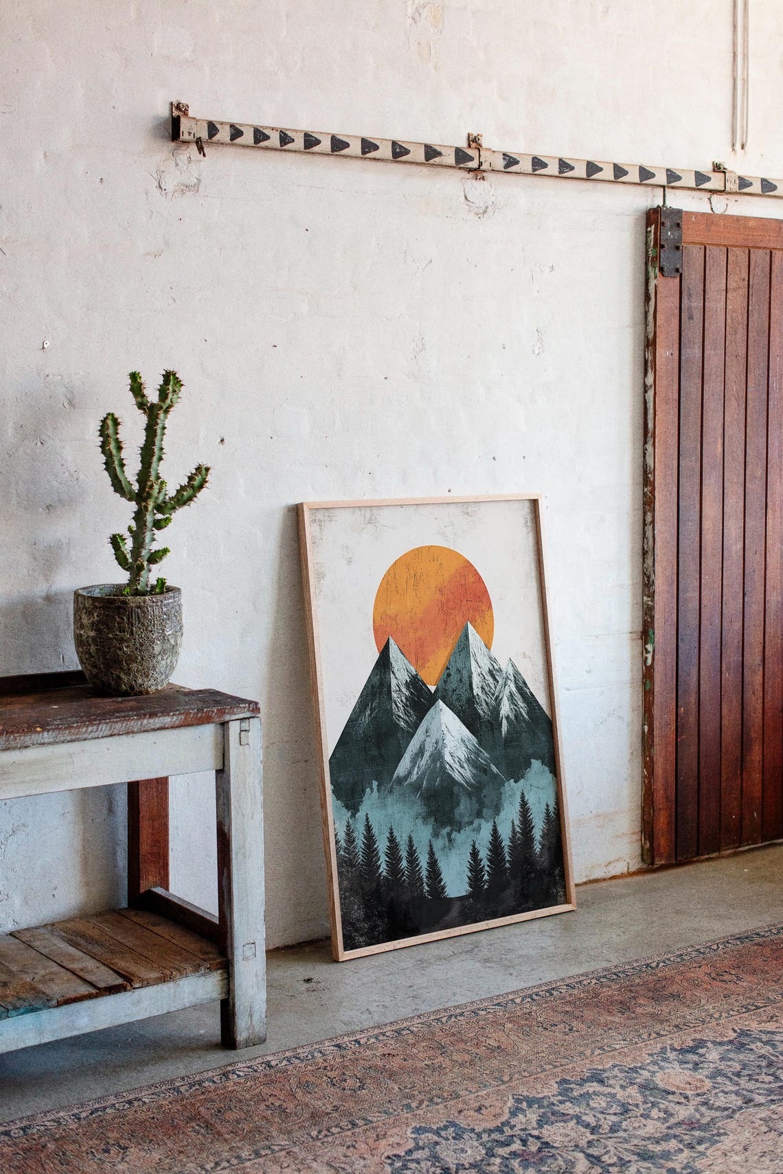 Geometric Mountain Print Modern Sunset Landscape Abstract Nature Wall Art Minimalist Wilderness Decor Bold Adventure Poster - Image 4