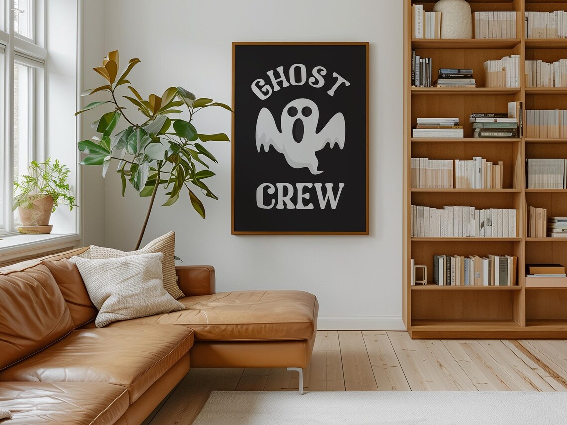Ghost Crew Vintage Ghost Graphic Spooky Black White Halloween Wall Poster - Image 4