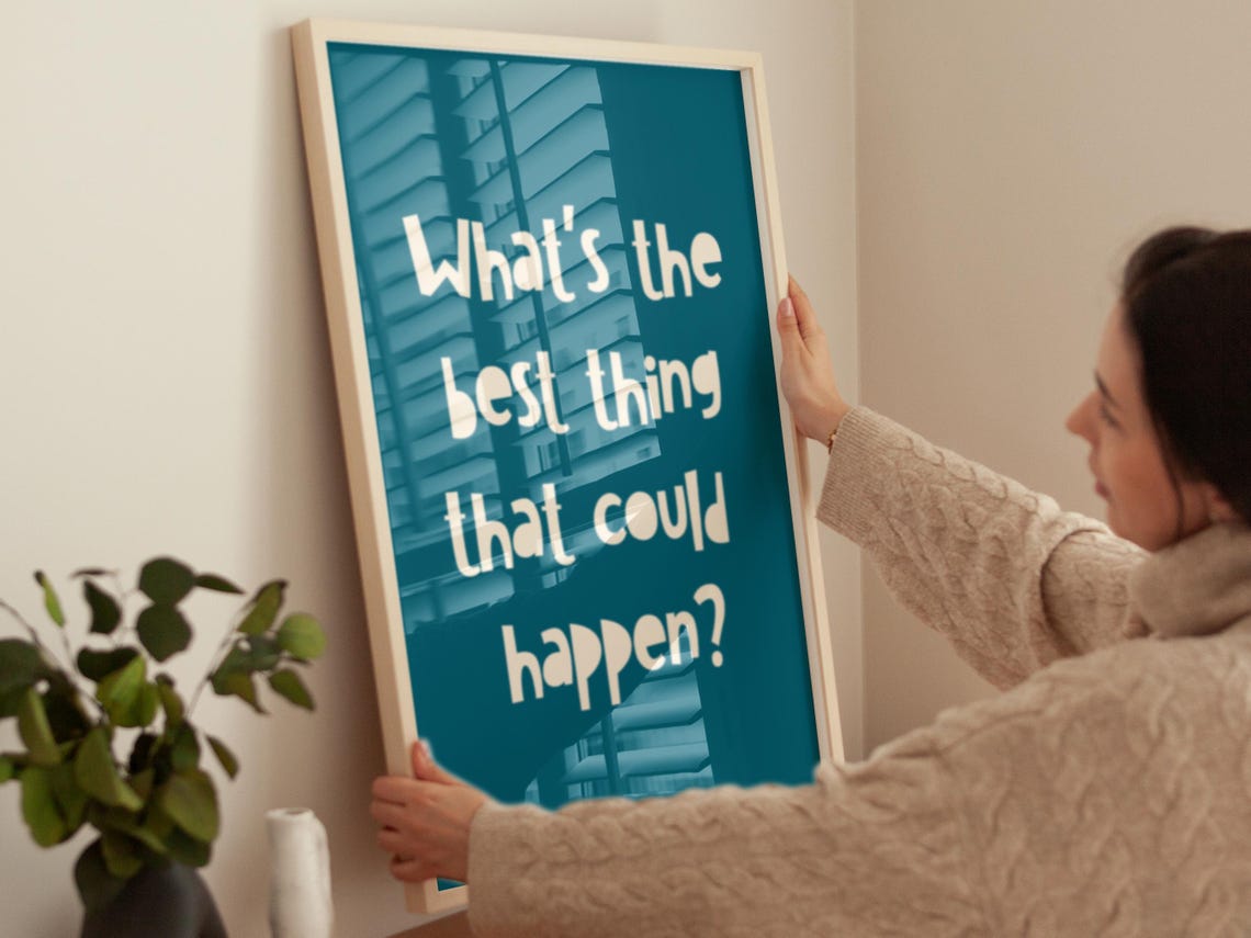 Whats The Best Thing That Could Happen Inspirational Print Retro Typography Wall Art Positive Quote Instant For Home - Image 2