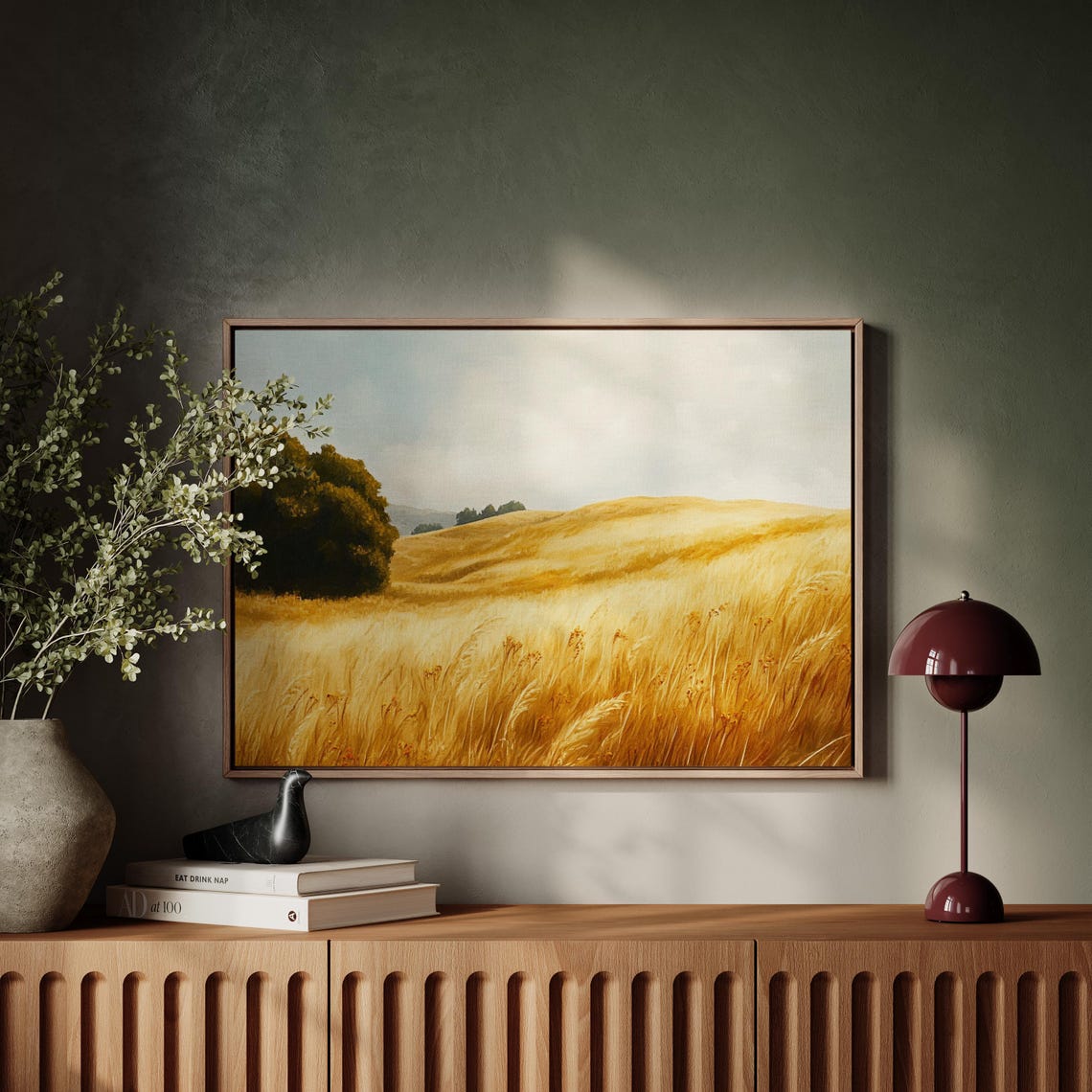 Golden Wheat Fields Under Soft Skies Serene Landscape Wall Art Print For Rustic And Nature Inspired Home Decor - Image 4