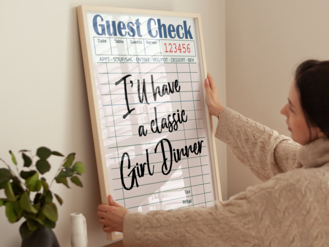 Girl Dinner Retro Guest Check Script Trendy Kitchen Decor Poster - Image 4