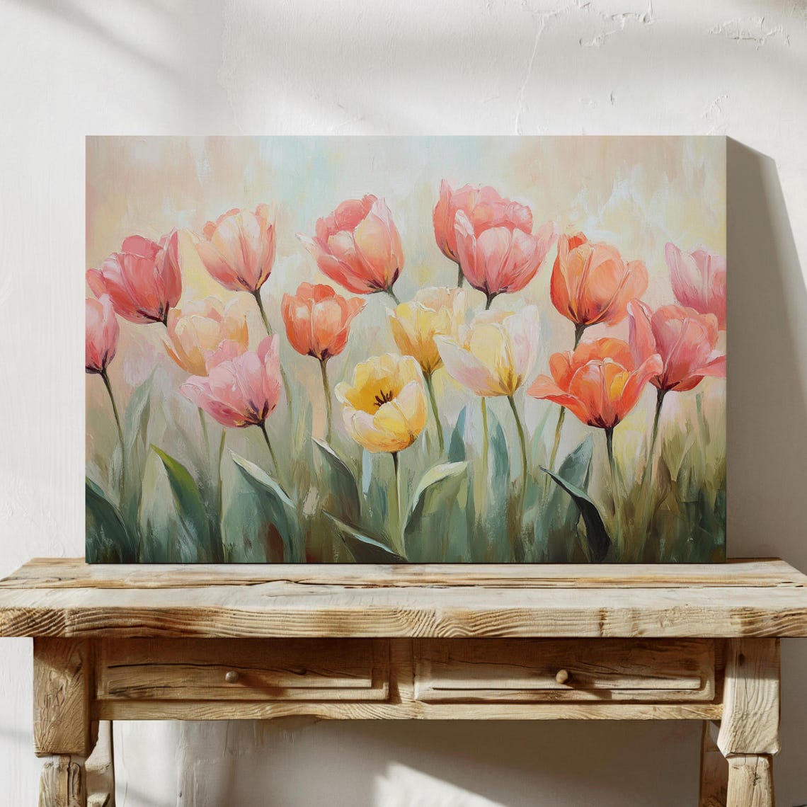Vibrant Tulip Blooms Painterly Spring Garden Colorful Floral Art Print