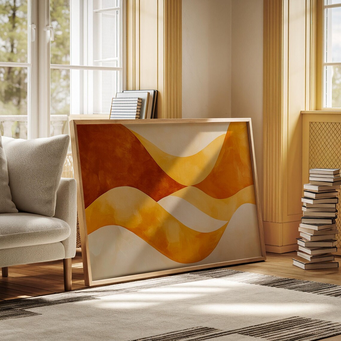 Abstract Flowing Design In Warm Orange And Golden Tones With Smooth Curves And Gradients Creating A Serene And Vibrant Visual Harmony - Image 4
