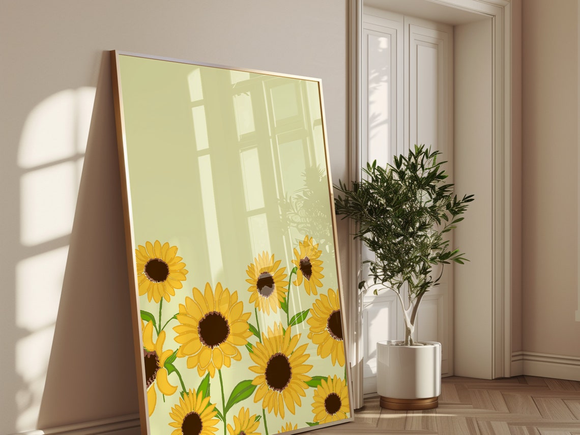 Sunflower Boho Minimalist Botanical Art - Image 2