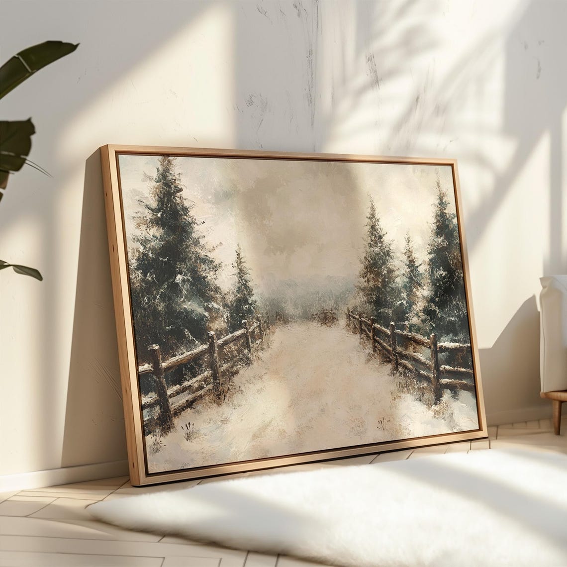Winter Pathway Through Snowy Pines Rustic Landscape Wall Art Print For Cozy Seasonal Home Decor - Image 5