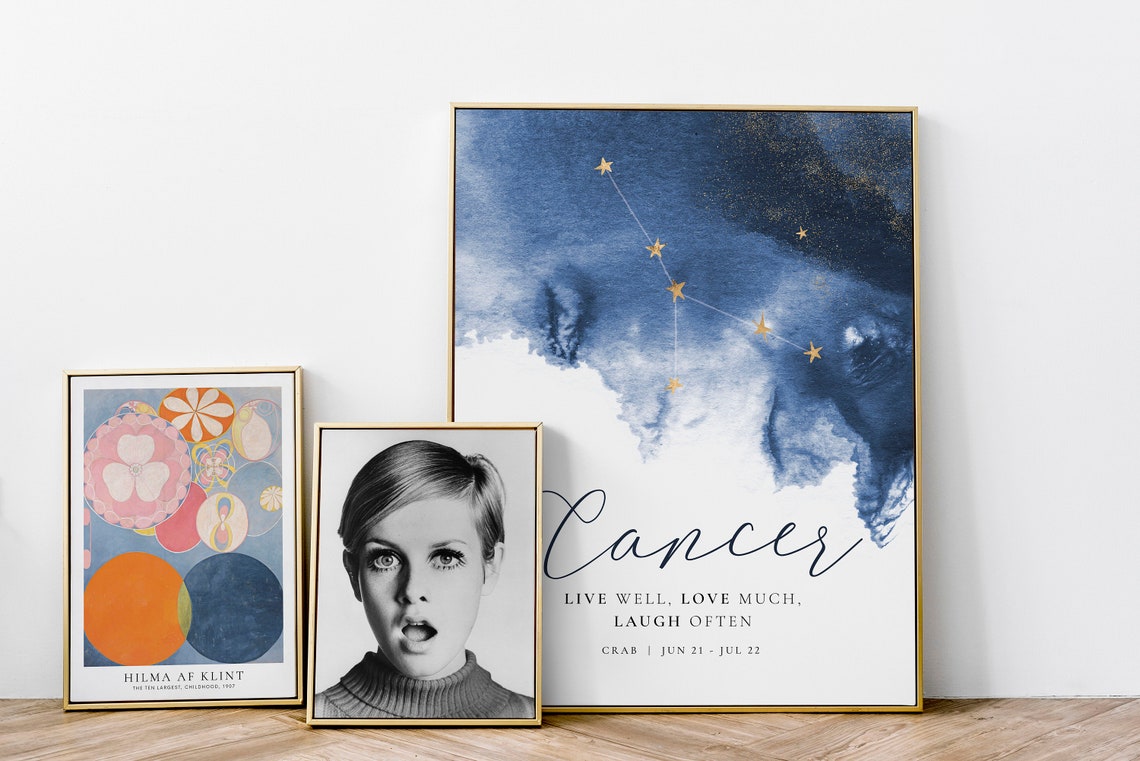 Cancer Zodiac Poster Cancer Constellation Print Personality Trait Birthday Gift Quote Zodiac Birth Month Star Sign Motto Horoscope Quote - Image 3