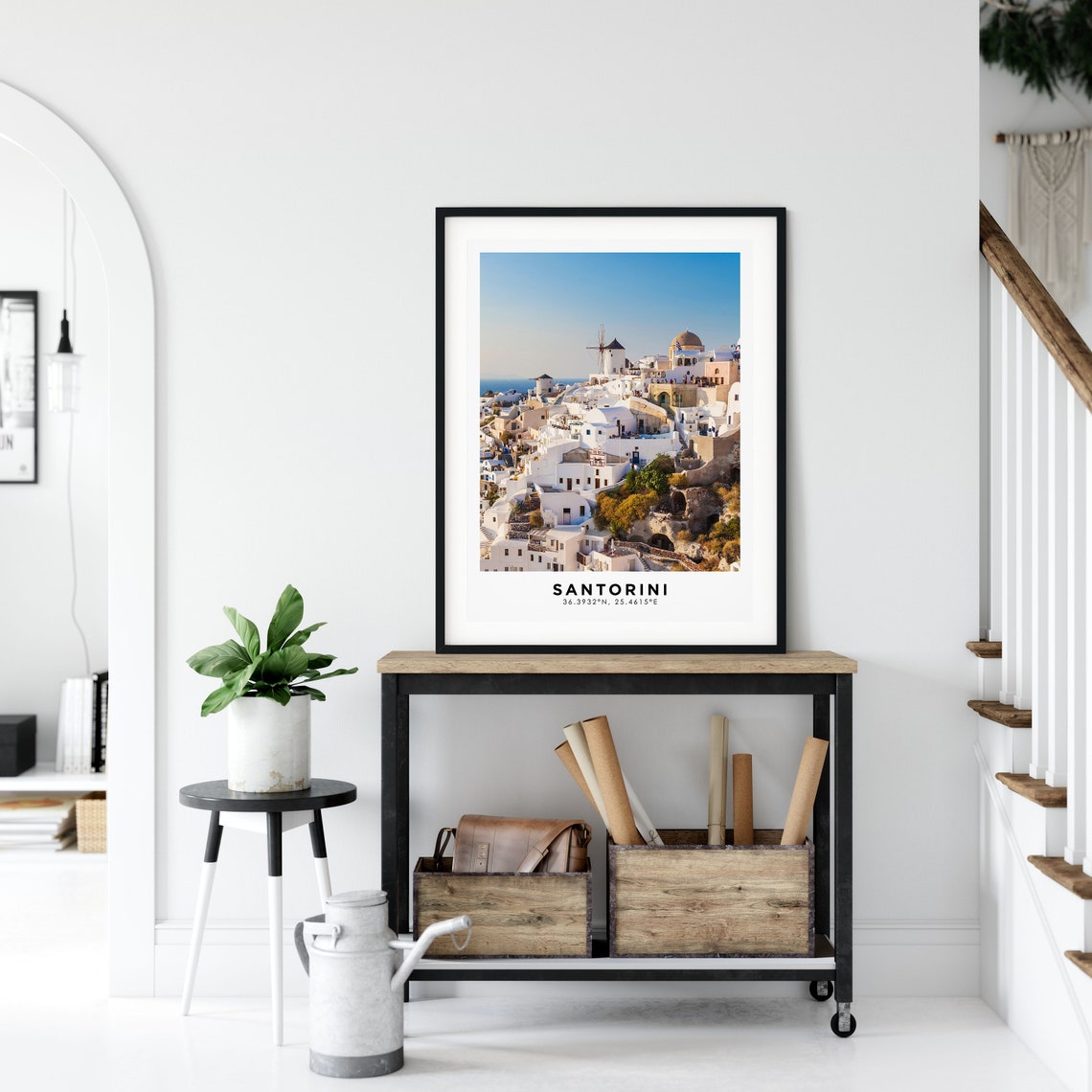 Santorini Travel Print Greece Poster Greek Islands Print Mediterranean Boho Decor Trendy Wall Art Travel Coastal Beach House Decor - Image 2