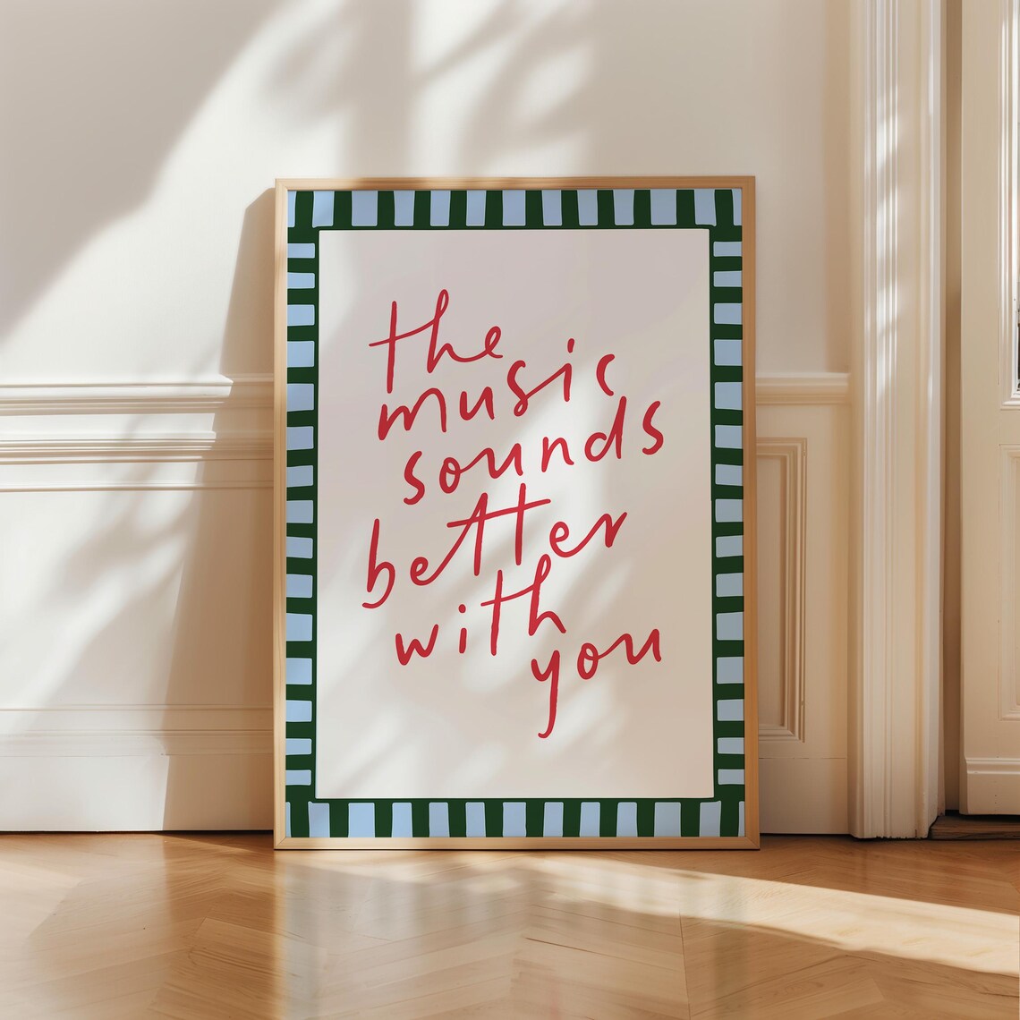The Music Sounds Better With You Red Script Lyric Love Quote Wall Poster - Image 5