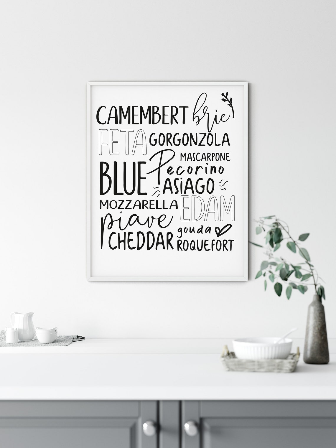 Cheese Varieties Types Typography Kitchen Wall Art Blackboard Poster - Image 3