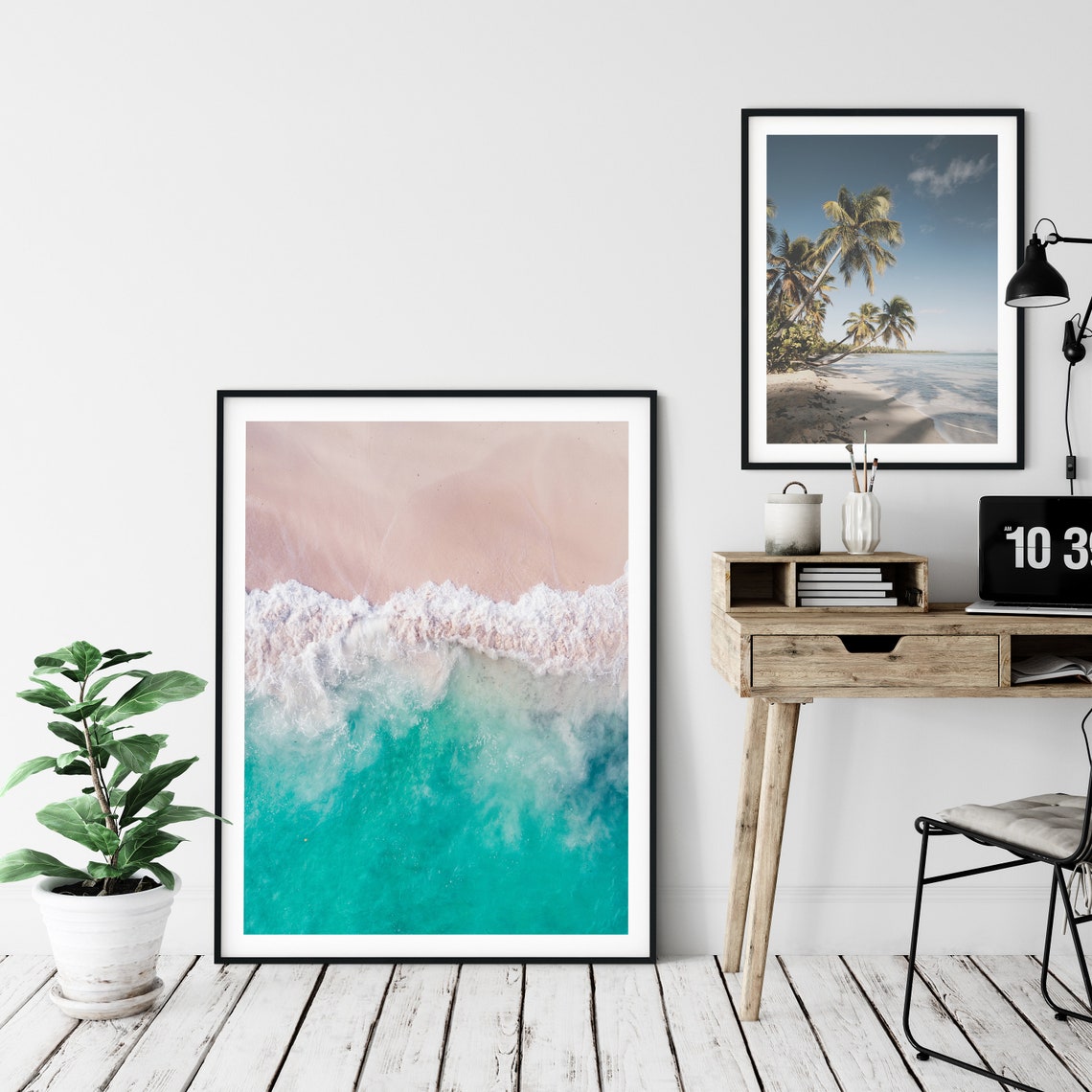 Pink Sand Beach Aerial Turquoise Waves Ocean Photography Wall Poster - Image 5