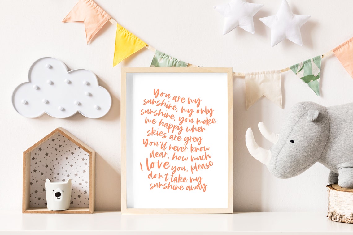 You Are My Sunshine Print Lyrics Print Nursery Song Print Nursery Rhyme Song Print Kids Bedroom Wall Art Playroom Print Boho Style - Image 4