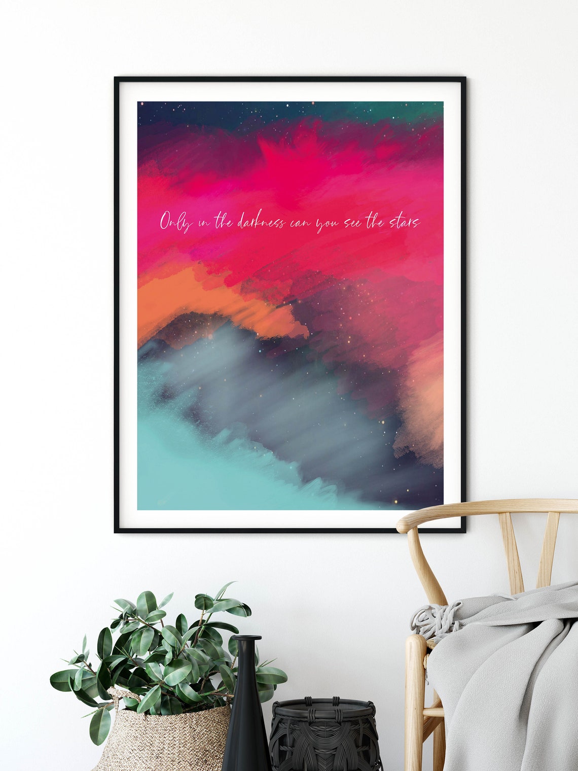 Only In The Darkness Can You See The Stars Watercolor Quote Poster - Image 5