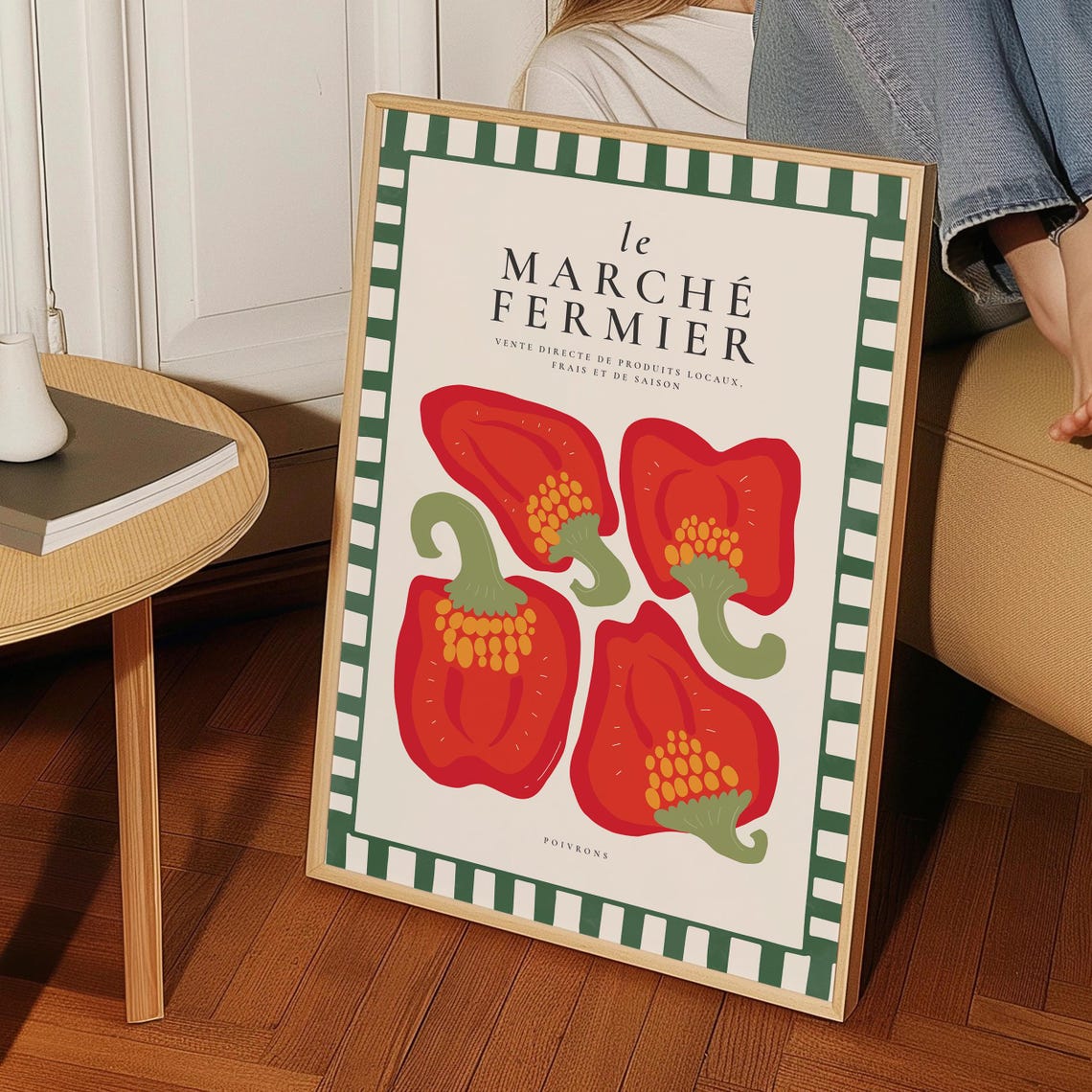 Le Marché Fermier Red Peppers French Market Kitchen Retro Poster - Image 3