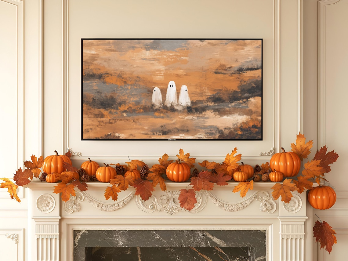 Vintage Autumn Landscape Halloween Art Print