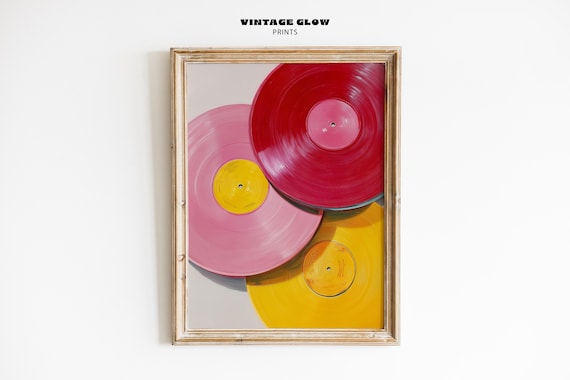 Retro Vinyl Record Art Print, Y2K Music Decor