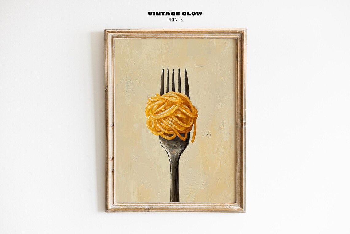 Spaghetti And Fork, Modern Food Art Print
