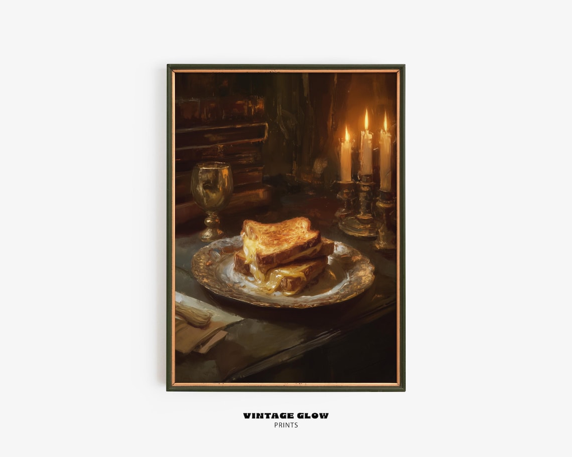 Whimsical Grilled Cheese Art Print, Surreal Kitchen Decor