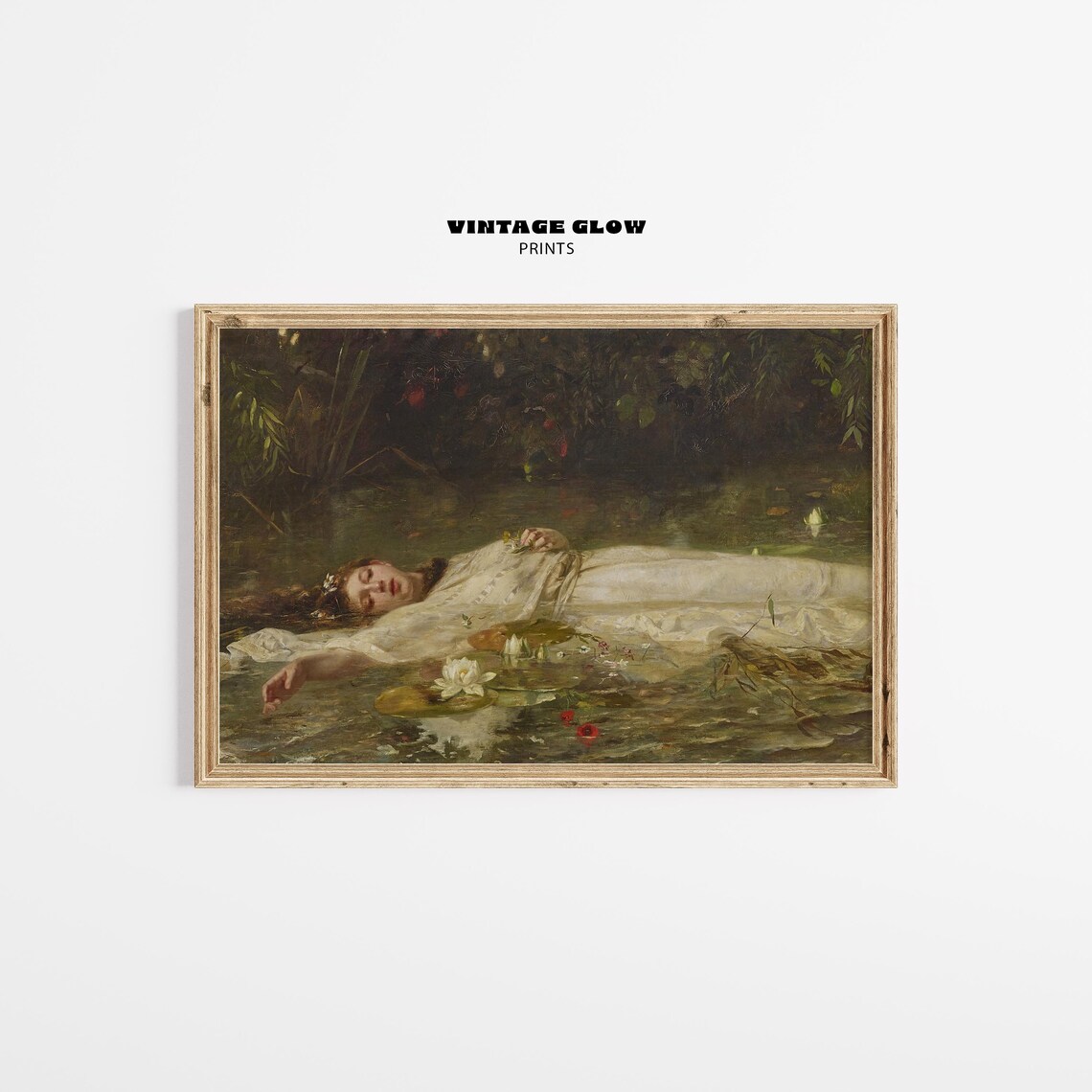 Vintage Ophelia Painting Print by Friedrich Heyser