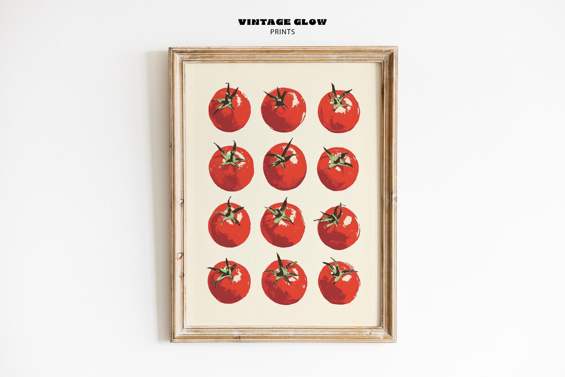 Vintage Tomato Kitchen Art Print, Mediterranean Decor