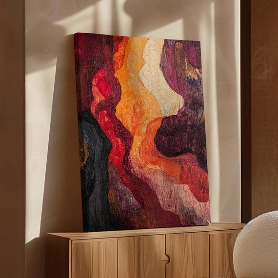 Abstract Textured Wall Art Bold Earthy And Fiery Tones With Vibrant Colors Modern Art For Living Room Office Or Bedroom