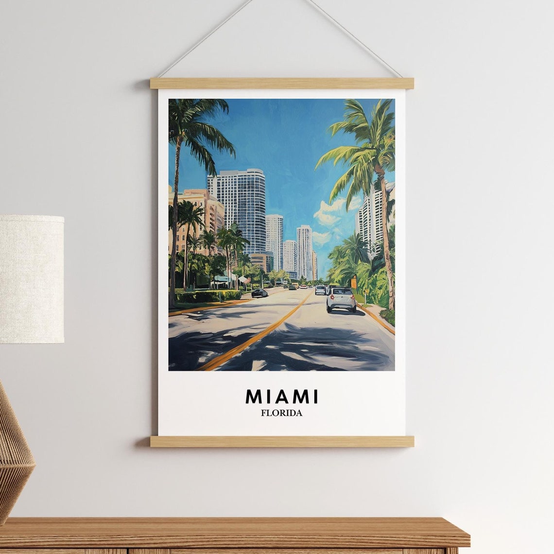 Miami Skyline Art Print Vibrant Tropical Cityscape Poster