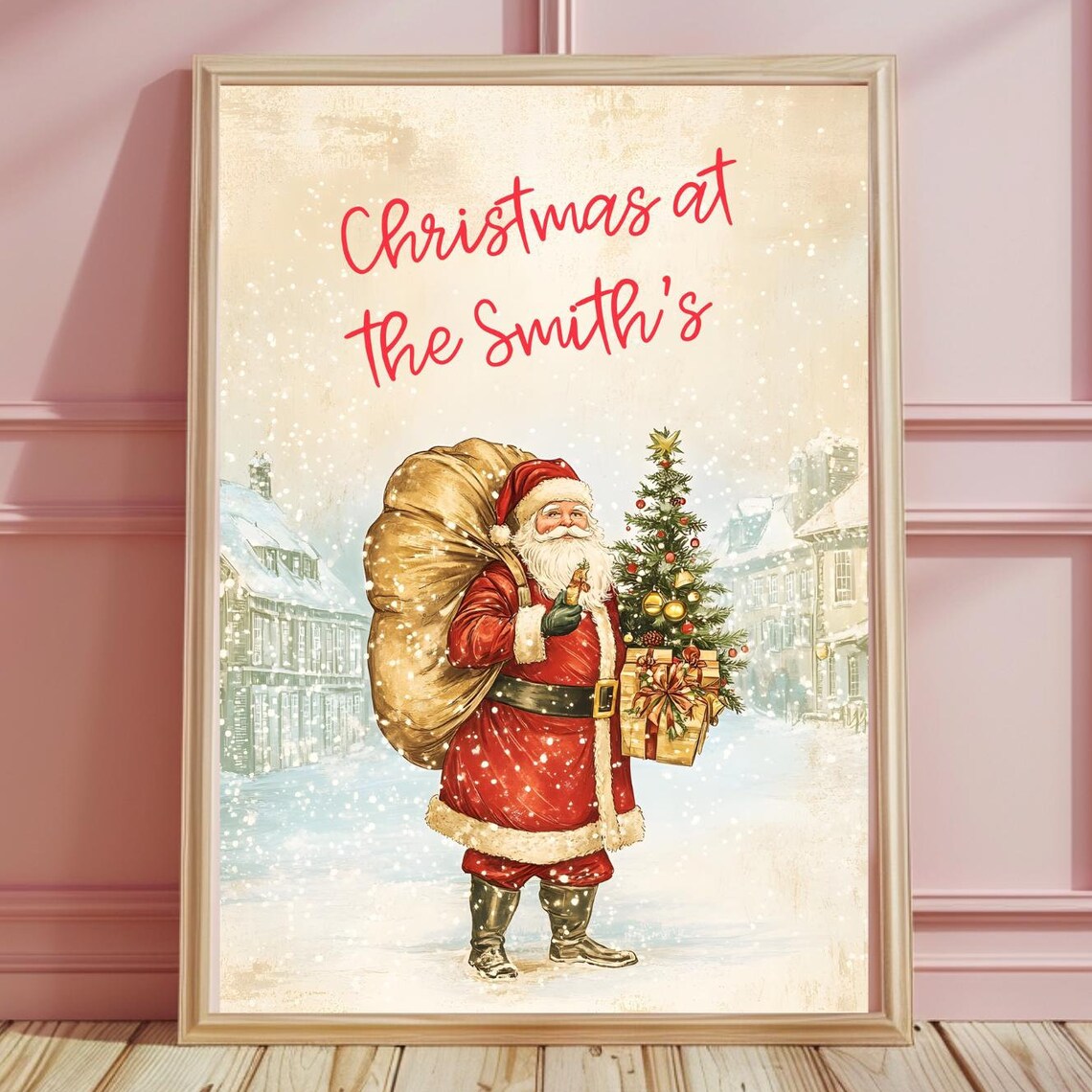 Family Christmas at the Smith's Santa with His Gift Sack Poster