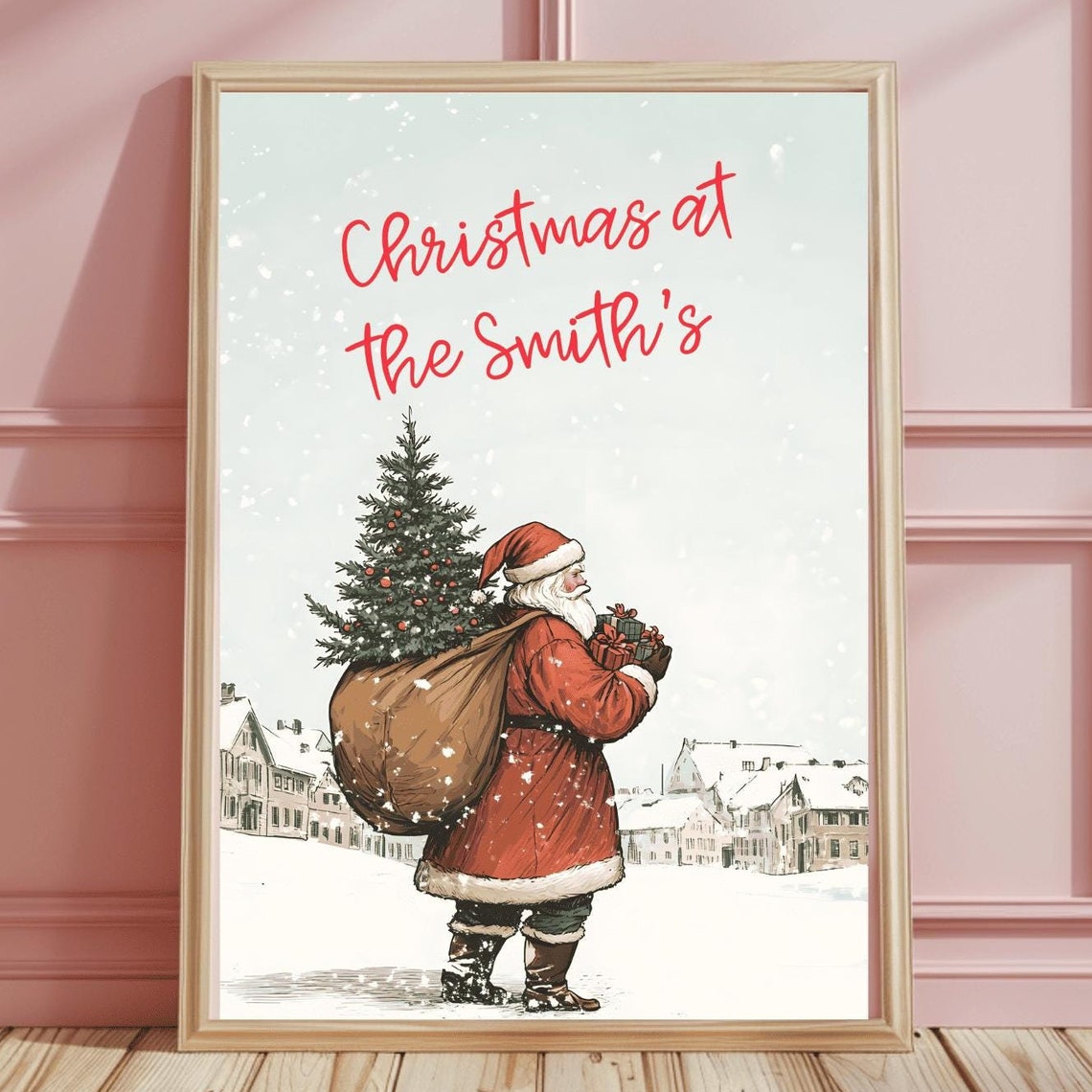 Family Christmas at the Smith's Santa Carrying Tree Home Poster